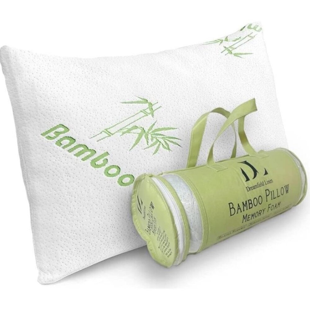 Bamboo Shredded Memory Foam Pillow Hypoallergenic Washable‎ Cover King Queen